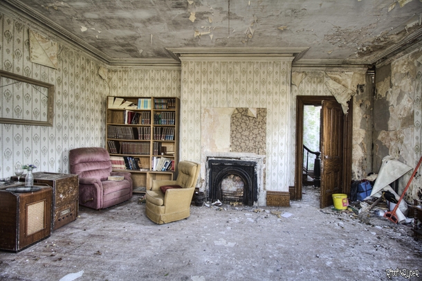 Living Room Inside an Abandoned Time Capsule House in Nova Scotia 