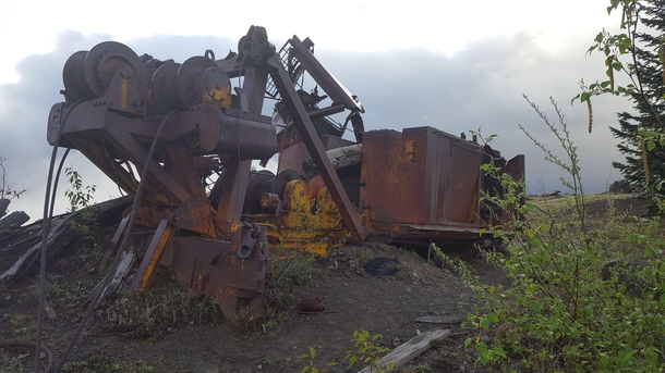Logging machinery near Coldwater Peak abandoned after the  eruption of Mt St Helens