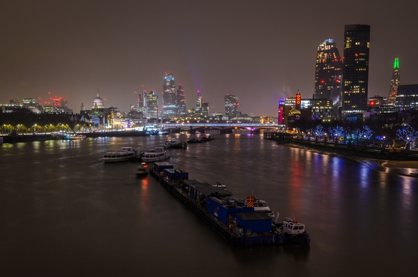 London at night from Waterloo Bridge 