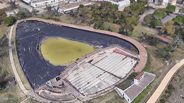 Lonestar Beer Factory employee pool and artificial pond in San Antonio Texas