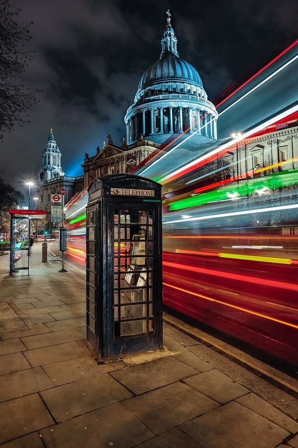 Long Exposure of Londons St Pauls Cathedral on a winters night Photo by Gene Krasko 