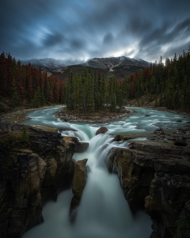 Long exposure on a stormy day in Jasper National Park 