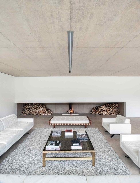 Long Fireplace in Minimal Residence - by Found Associates 
