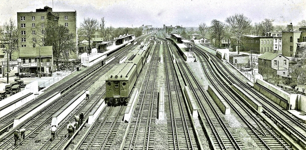 Long Island Rail Roads tracks in Jamaica looking east toward the Union Hall Street station in the distance Rugen  