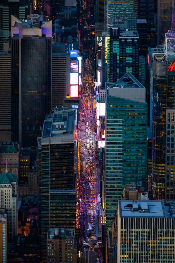 Looking down on Time Square