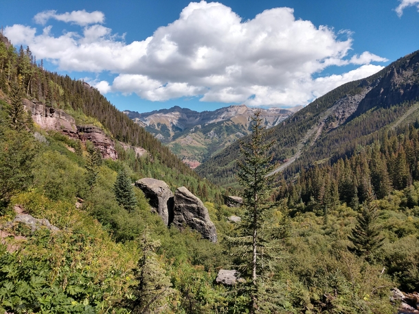 Looking down the valley from Bear Creek Falls near Telluride CO 
