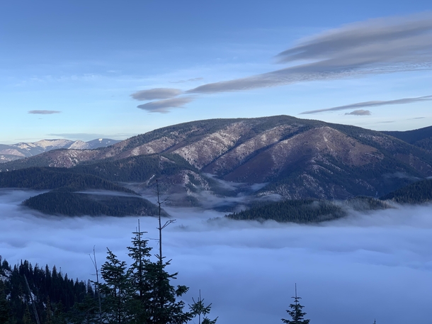 Looking north over a fog bed above the St Joe river Avery ID 