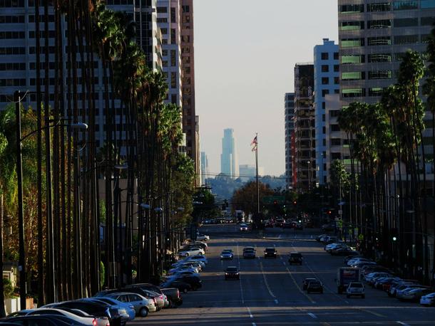Looking towards downtown Los Angeles from the northern end of Brand Blvd in Glendale