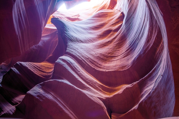 Looking up in Earths natural temple Antelope Canyon Arizona 