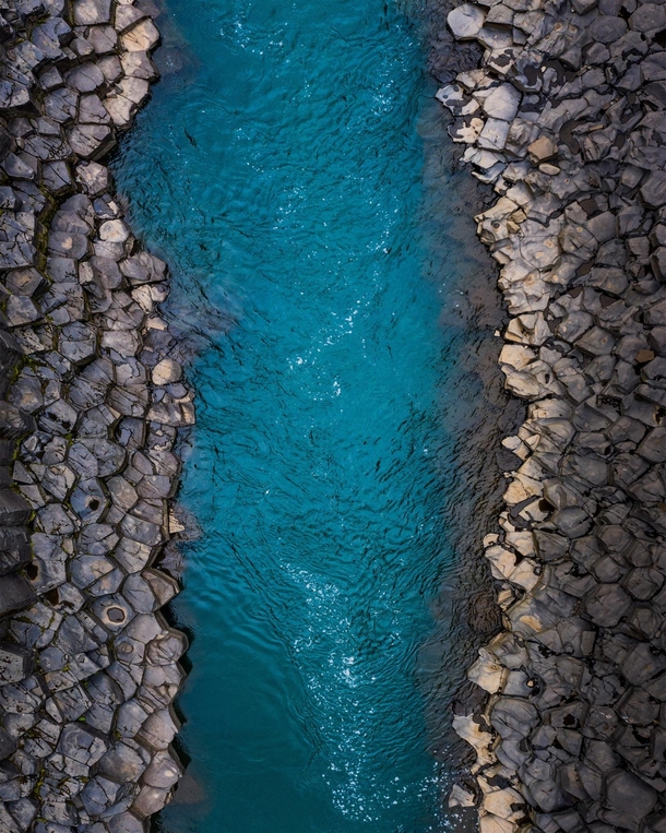 Looks like Minecraft but it is an abstract aerial view of a basalt canyon in Iceland  - more of my abstract landscapes IG glacionaut