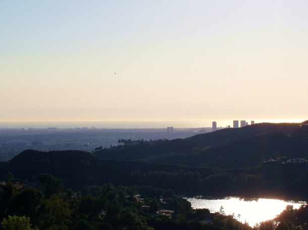Los Angeles and the Pacific from the Hollywood sign on an exceptionally clear day 