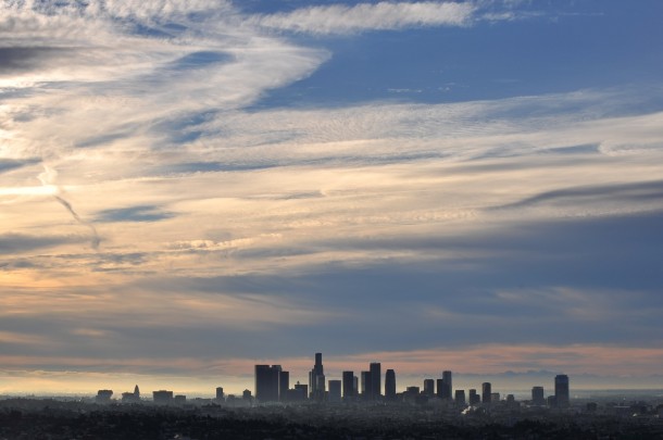 Los Angeles skyline at dawn 