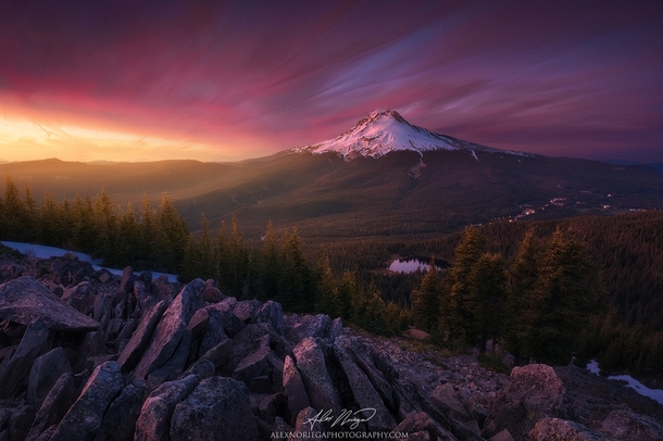 Lost - Sunset Over Oregons Mount Hood 