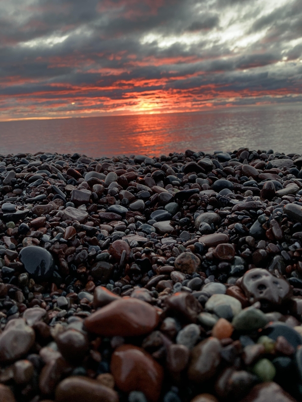 Lovely sunrise along the north shore of Lake Superior in Minnesota