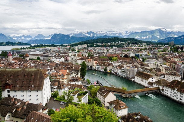 Lucerne Switzerland from the top of the old city walls 