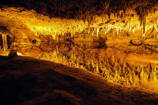 Luray Caverns reflecting in water 