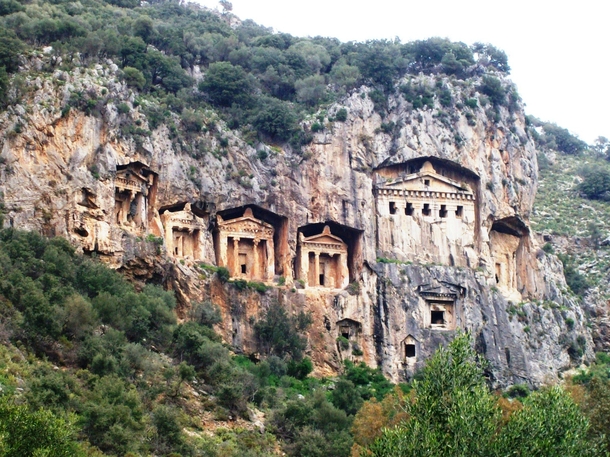 Lycian rock-cut tombs of Dalyan Turkey Lycia an ancient Anatolian kingdom that lived next to the Hittites 
