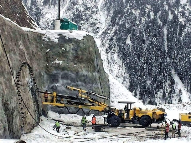 Machine getting ready to build Zojila Pass Tunnel in LadakhIndia
