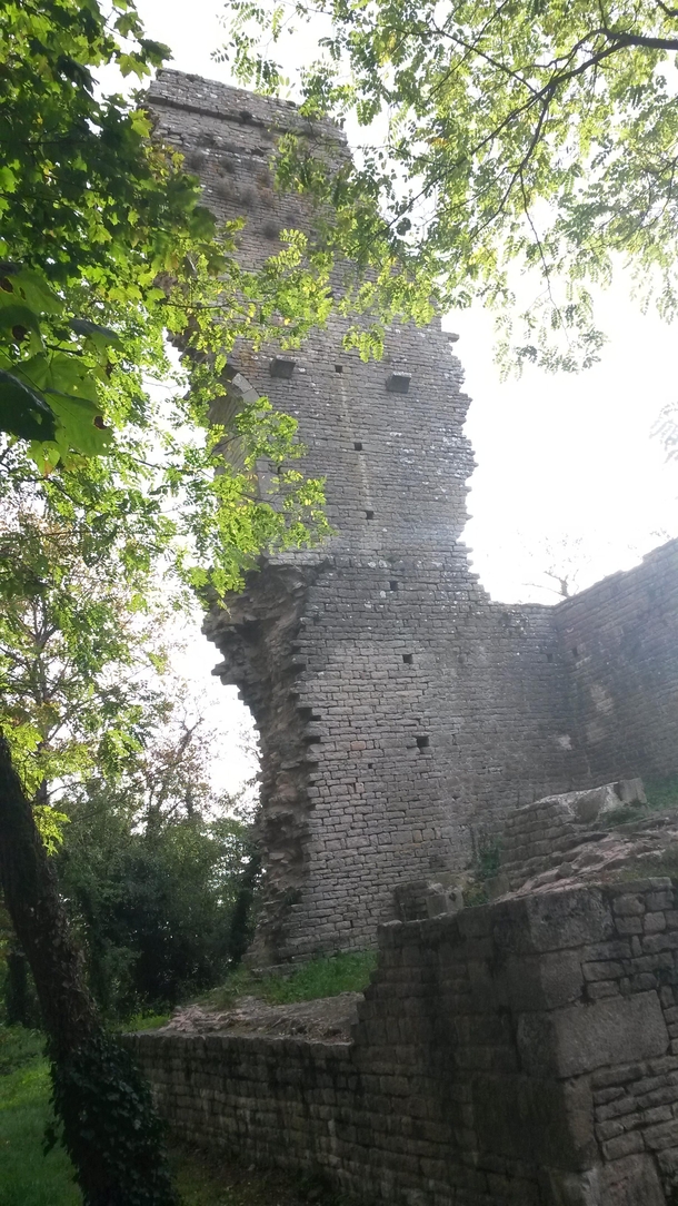 Main tower of an abandonned th century fortress Burgundy France 
