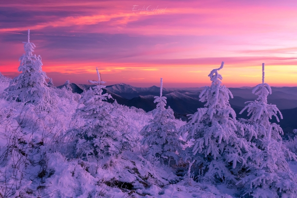 Majestic and colorful Blue Ridge mountain winter scape in North Carolina by Serge Skiba 