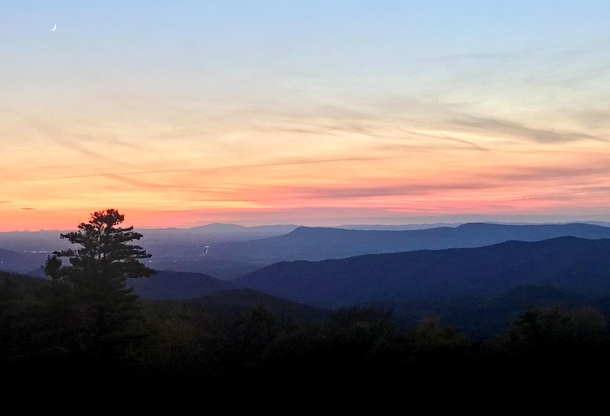 Majestic evening sky over the Shenandoah Mountains in Virginia