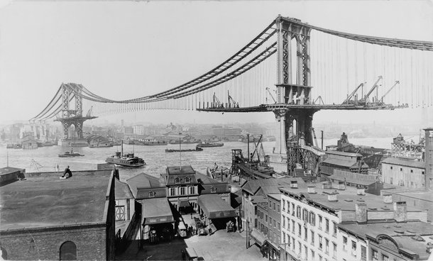 Manhattan Bridge construction  