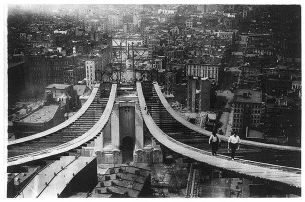 Manhattan Bridge Construction Circa 