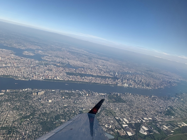 Manhattan from the sky took off at Newark