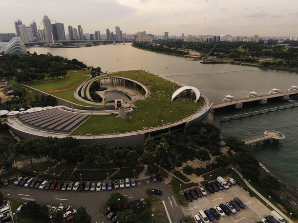 Marina Barrage Singapore on a cloudy day