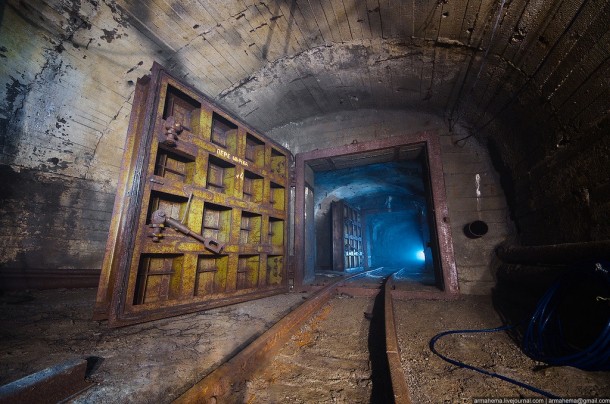 Massive door in an abandoned mine