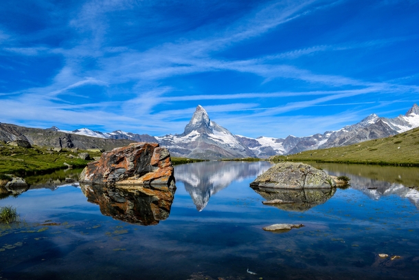 Matterhorn mirrored in the Stellisee Switzerland 