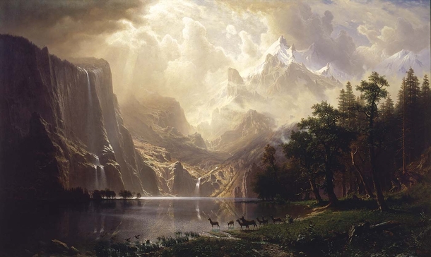 Maybe paintings should be added to rearthporn Sierra Nevada Mountains California Done by Albert Bierstadt in  