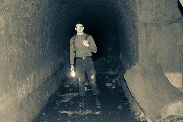 Me exploring miles of forgotten tunnels under NAF Atsugi Japan used by the Japanese during WW  