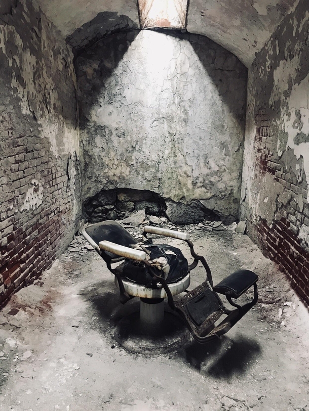 Medical chair in a cell at Eastern State Penitentiary in Philadelphia