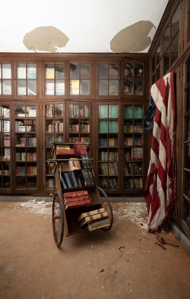 Medical library in abandoned hospital 