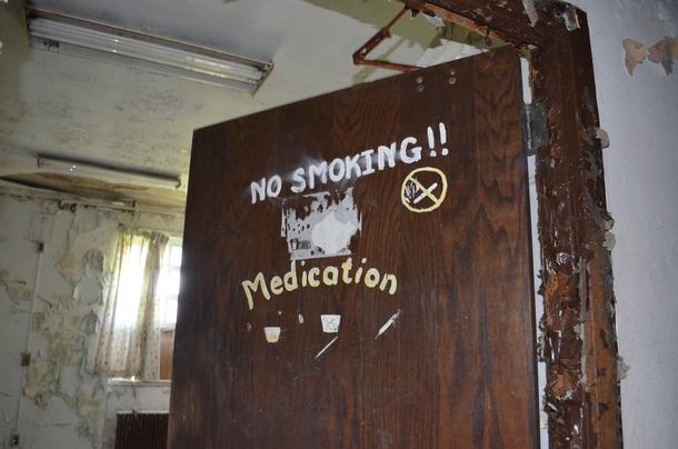 Medication room at abandoned insane asylum