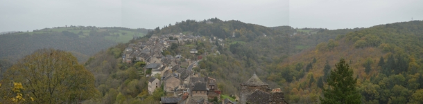 Medieval village on the spine of a mountain in LAveyron France 