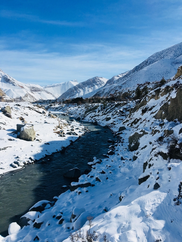 Melting snow giving a push to Kaligandaki River Jomsom Nepal 