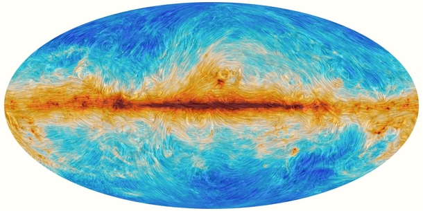 Mesmerizing photograph of the polarised emission from the dust in the Milky Way galaxy captured by the Planck satellite