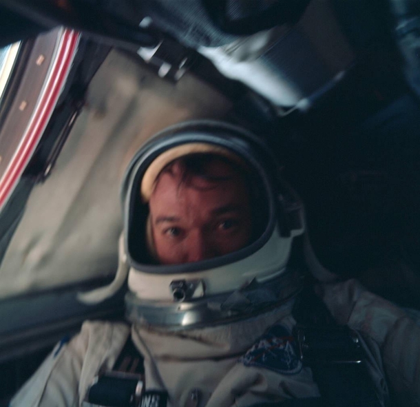 Michael Collins takes a selfie inside the spacecraft during the Gemini- mission  July 
