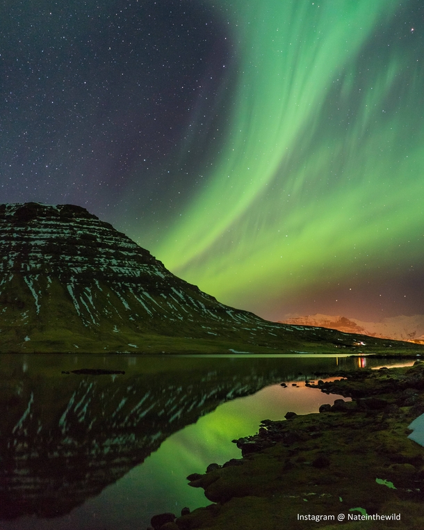 Midnight Aurora over Kirkjufell Grundarfjrur Iceland 