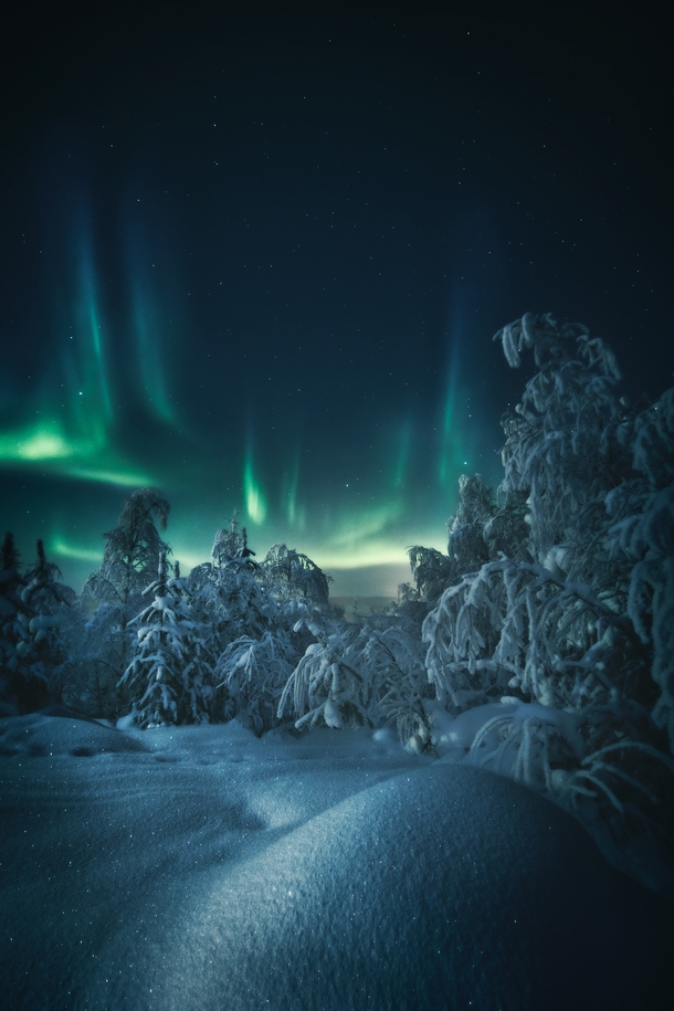 Midnight hour of sacred light Rovaniemi Finland 
