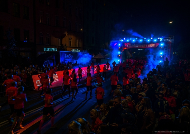 Midnight running race in Stockholm City Sweden 