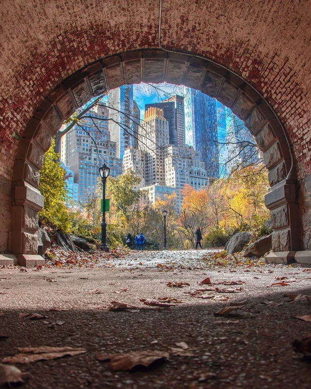 Midtown Manhattan views from the Inscope Arch at Central Park New York City 