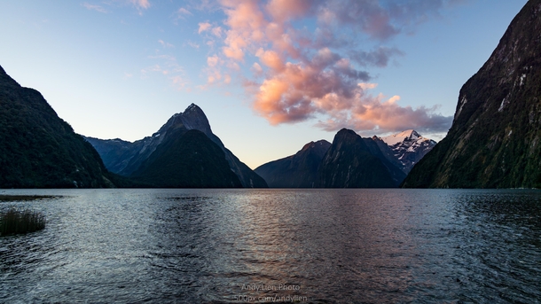 Milford Sound at Dusk and High Tide New Zealand 