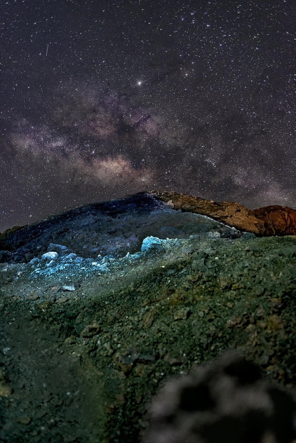 Milky Way from the crater of the Pacaya volcano in Guatemala
