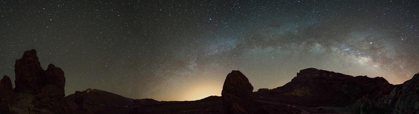 Milky Way in the caldera of the volcano Teide Tenerife A composition of  pictures 