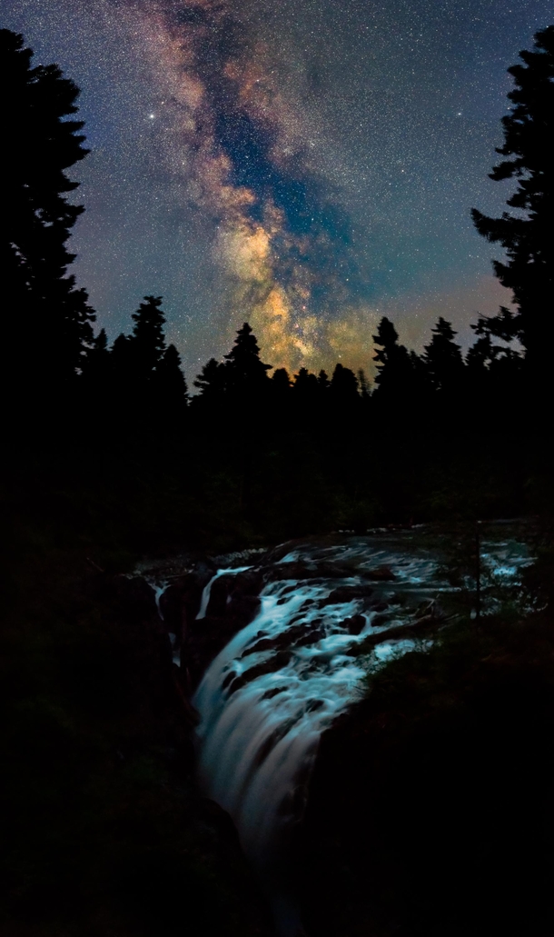 Milky Way over a Waterfall on Vancouver Island 