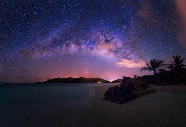 Milky Way over an Abandoned Tank on the Caribbean Island of Culebra 