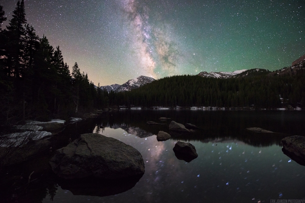 Milky Way over Bear Lake in Rocky Mountain National Park 